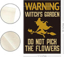 Witch's Funny Garden Flag Do Not Pick the Flowers Sign Plant Lover Gift Small Double Sided Burlap art Stained Glass Style Garden Flags 12 x 18 Inch for Outside by GreenHaven Gardens