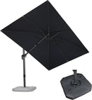 PURPLE LEAF 8.2' X 11.5' Tilting Patio Umbrella with Base Outdoor Cantilever Swivel Rectangle Umbrella Aluminum Offset Umbrella with 360-degree Rotation for Garden Deck Pool Patio Grey by GreenHaven Gardens