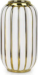 Briful Gold Plated Lantern Ceramic Vase Home Decor Creative Design Porcelain Decorative Flower Vase 8.66'' White Ceramic Vases for Wedding Anniversary Decoration by GreenHaven Gardens