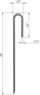 Vodaland Rebar Stakes J Hook Extra Heavy Duty 1/4 inch Coated Steel Ground Anchors with Chisel Point End (10) by CozyNest Decor