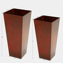 KOL 25'' & 28'' Tall Galvanized Steel Metal Glazed Planter with Insert, Set of 2, Metal Planter Pots for Indoor & Outdoor Use, Decorative Flower Plant Pots for Front Porch, Patio, Deck - Brown by CozyNest Decor