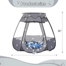 Baby Ball Pit for Toddler with 50 Balls, Kids Pop Up Play Tent for Girls, Princess Toys Gifts for Children Indoor & Outdoor Playhouse (Black: Gray/White/Babyblue, 109x90cm/50 Balls) by TinyTreasures Baby Boutique
