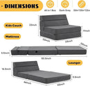jela Foldable Sofa Bed Large Soft Foam Convertible Sleeper Chair Luxury Miss Fabric Fold Out Chair Bed Floor Couch with Back Support Floor Sofa for Living Room Bedroom (83"x33",Dark Gray) by CozyNest Decor