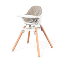 Baby High Chair, Highchair for Baby & Toddler, Easy Clean Infant Highchair, 6 in 1 Feeding High Chair with Removable Double Tray and Waterproof PU Cushion, Wooden Legs, Champagne by TinyTreasures Baby Boutique