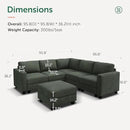 HONBAY Corduroy Modular Sectional Couch with Storage L-Shaped Sectional Couches for Living Room 6 Seater Modular Sofa, Green by CozyNest Decor
