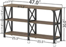 LVB Rustic Console Table, Wood Metal Entryway Table Behind Couch, Industrial Sofa Table with 3 Tier Storage Shelf, Modern Wooden Foyer Hallway Table for Entry Living Room Bedroom, Rustic Oak, 47 Inch by CozyNest Decor