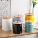 Sweejar Ceramic Kitchen Canisters, 58 FLOZ Porcelain Food Storage Jar with Airtight Seal Wooden Lid, Home Container Serving for Coffee Beans, Tea-leave, Sugar, Salt and More, Tool Bucket (Black) by CozyNest Decor
