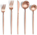 Matte Rose Gold Silverware Set for 6,Modern Stainless Steel Brushed Cutlery Set,30-Pieces Heavy Duty Flatware Set,Knives Spoons and Forks Set Utensils Set, Satin Finish, Dishwasher Safe by CozyNest Decor