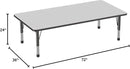 FDP Rectangle Activity School and Classroom Kids Table (36 x 72 inch), Toddler Legs, Adjustable Height 15-24 inches - Gray Top and Black Edge by CozyNest Decor