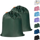 Polecasa Small Heavy Duty Laundry Bag with 130gsm Tear Resistant Fabric and Handles, Easy to Carry Durable Dirty Clothes Drawstring Bag, Perfect for College Dorm, Travel 2 Pack 21”x24”, Green by TinyTreasures Baby Boutique