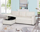 Naomi Home L-Shaped Reversible Sectional Sofa with Pull-Out Sleeper Bed and Storage Chaise, Cream Velvet by CozyNest Decor