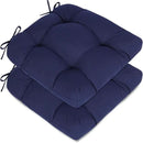 Aoodor 19" x 19" x 5" Tufted Outdoor Chair Cushions, Water Resistant & Fade Resistant Polyester Dining Chair Pads with 2 Straps for Patio Furniture, Set of 2 by GreenHaven Gardens