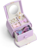 Vlando Musical Jewelry Box with Spinning Ballerina, Lockable Girls’ Jewelry Organizer for Necklaces Rings and Hair Accessories, Gift for Girls and Kids, Purple by TinyTreasures Baby Boutique