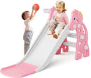 67i Toddler Slide for Indoor & Outdoor Play with Basketball Hoop, Anti-Slip Steps, 46.8in Baby Climber (Pink) by TinyTreasures Baby Boutique