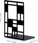Book Ends, Bookends, Book Ends for Shelves, Bookends for Heavy Books, Book Divider Decorative Holder, Metal Heavy Duty Bookend Black 1 Pair, Abstract Art Desgin Book Stopper Supports for Office, Home by CozyNest Decor