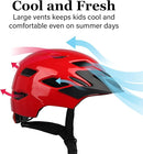 Kids Bike Helmet, Youth Toddler Boys Girls Helmets, 2 Size Adjustable for Ages 2-3-5-8-14 Years, Child Helmet with Visor and LED Light, Lightweight Multi-Sport Bicycle Scooter Cycling Helmets by TinyTreasures Baby Boutique
