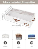 StorageWorks Under Bed Storage Containers with Handles and Label Holder, 2 Pack Ultra-thick Fabric Underbed Bins, Closet Organizer for Clothes, Blankets, Sweater by CozyNest Decor