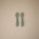 mushie Silicone First Feeding Baby Spoons | 2 Pack (Cambridge Blue/Shifting Sand) by TinyTreasures Baby Boutique