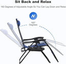 Nazhura Set of 2 Relaxing Recliners Patio Chairs Adjustable Steel Mesh Zero Gravity Lounge Chair Beach Chairs with Pillow and Cup Holder (Blue) by CozyNest Decor