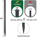 VVOKGO Rebar Stakes 15 Inches Ground Concrete Form Stakes (16pcs), 3/8" Diameter Straight Metal Spikes Heavy Duty with Chisel Point End, Steel Anchors for Fence, Concrete Timber, Garden Plants, Black by CozyNest Decor