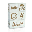 I'm Solid Wood Weekly Monthly Yearly Baby Milestone Age Blocks, Gender Neutral, Newborn Gifts & Keepsakes for Picture Props (5 Pcs/White) by TinyTreasures Baby Boutique