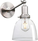 PERMO Industrial Vintage Slope Pole Wall Mount Single Sconce with 6.7" Oval Dome Clear Glass Shade Wall Sconce Light Lamp Fixture (Brushed Nickel) by CozyNest Decor