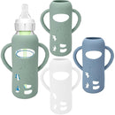 3 Pack Silicone Sleeves for Dr. Brown's Glass Baby Bottles - Drop Protection Baby Bottle Sleeves,Compatible with Dr. Brown's Newborn Glass Bottles,with Silicone Handles,8 oz by TinyTreasures Baby Boutique