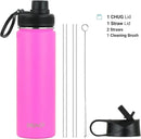 DRINCO Stainless Steel Water Bottle Spout Lid Vacuum Insulated Double Wall Water Bottle Wide Mouth (40oz 32oz 22oz 18oz 14oz) Leak Proof Keep Cold Sport Camping Hiking (22 oz, 22oz Island Pink) by CozyNest Decor