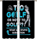 Golf Blackout Curtains for Boy Girl Room Darkening Decor,Sports Themed Golfers and Cars Bedroom Living Room Home Rod Pocket Thermal Insulated Window Curtain/Drapes Panel,84x63 Inch… by TinyTreasures Baby Boutique