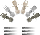 PandaEar 6 Pack Silicone Baby Spoons and Fork Feeding Set- Anti-Choke First Self Feeding Utensils for Baby Led Weaning Ages 3 Months (Tan,Walnut&Grey) by TinyTreasures Baby Boutique