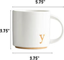 COLLECTIVE HOME - Monogram Ceramic Mugs, 15 oz Golden Initial Coffee Cups, Elegant Alphabet Tea Mugs, Elegant Personalized Mug with Gift Box, Luxurious Cups for Office and Home (y) by CozyNest Decor
