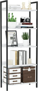 NUMENN Bookshelf, 5 Tier Bookshelves, Home Office Bookcase Shelf Storage Organizer, Free Standing Storage Shelving Unit for Bedroom, Living Room and Home Office, White Marble by CozyNest Decor