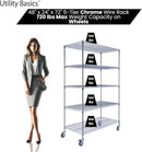48"x24"x72" Chrome 5-Tier PREMIUM Wire Shelving NSF 4000 LBS MAX CAPACITY Heavy Duty Steel Storage Rack for Warehouses, Garages, Hospitals, Commercial Spaces, & Schools w/PREMIUM WHEELS by CozyNest Decor
