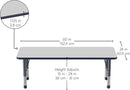 Factory Direct Partners FDP Rectangle Activity School and Classroom Kids Table (24 x 60 inch), Chunky Toddler Legs, Adjustable Height 15-24 inches - Gray Top and Navy Edge by CozyNest Decor