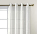 MIUCO Moroccan Embroidery Semi Sheer Curtains Faux Linen Grommet Window Curtains for Bedroom Living Room 63 Inch Length 2 Panels, Pure White by CozyNest Decor