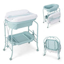 HONEY JOY Baby Changing Table with Bathtub, Foldable Infant Diaper Changing Station with Wheels, Storage Tray, Waterproof Pad, Portable Newborn Nursery Organizer Bath Stand for Boys Girls (Blue) by TinyTreasures Baby Boutique