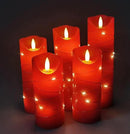 DANIP Red LED Flameless Candle with Embedded Star String, 5Piece LED Candle with 11 Button Remote Control, 24 Hours Timer Function, Dancing Flame, Real Wax, Battery Powered. by CozyNest Decor