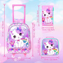 Girls Rolling Backpack, Cute Cat Roller Wheels Kids Bookbag - Wheeled Elementary School Bag - 3PCS Cat by TinyTreasures Baby Boutique