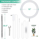 LORDEM 10" Grow Light for Indoor Plants, Full Spectrum Plant Lamp with160 LEDs, 4H/8H/12H Timer, 10 Dimmable Levels, 3 Spectrum Modes, Height Adjustable 61", Ideal for Growing Large Tall Plants by GreenHaven Gardens