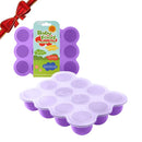 Samuelworld Baby Food Storage Container, 12 Portions x 2.5oz - BPA Free Silicone Freezer Tray with Clip-On Lid for Breast Milk Storage, Homemade Baby Food, Vegetable & Fruit Purees - Purple by TinyTreasures Baby Boutique