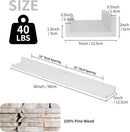 SAUMONIERES Picture Ledge Shelf Floating Book Shelves Set of 2 Wall Mounted Solid Wood for Bedroom Bathroom Living Room Kitchen, 36 Inch White by CozyNest Decor