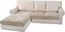 H.VERSAILTEX Velvet Stretch Sectional Couch Covers 3 Pieces Sofa Seat Cushion Covers L Shape Separate Couch Cover for Both Left/Right Sectional Couch (Large Sofa 2 Seater + 1 Chaise, French Oak) by CozyNest Decor