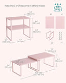SONGMICS Cabinet Organizer Shelf, Set of 2 Kitchen Counter Shelves, Kitchen Storage, Spice Rack, Stackable, Expandable, Metal and Engineered Wood, Jelly Pink UKCS020S01 by CozyNest Decor