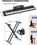 88 Key Digital Piano Keyboard for Beginners - Full Size Semi Weighted Wooden Electric Piano Set with Stand, Triple Pedal, Headphone,Carry Bag - Supports USB-MIDI Connecting (Wood Grain Black) by TinyTreasures Baby Boutique