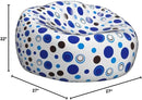 Posh Creations Bean Bag Chair for Kids, Teens, and Adults Includes Removable and Machine Washable Cover, Canvas Bubbles Blue and White, 27in - Medium by TinyTreasures Baby Boutique