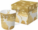 Paperproducts Design Decorative Bone China Mug Gift Box Set - Beverages, Hot, Cold Drinks, Tea – Artistic Designs, Decorated Mugs – 13.5 Ounces, Paul Brent Woodland Deer Design by CozyNest Decor