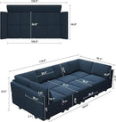Belffin Modular Sectional Sofa with Storage Chaises Sectional Sleeper Sofa Couch 8 Seat Sectional Bed Blue by CozyNest Decor
