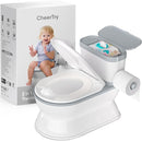 2-in-1 Toddler Potty Training Toilet - Larger Potty Chair & Detachable Training Seat for Boys & Girls Ages 1-3 with Flushing Sound, Wipes Storage, Toilet Paper Holder - Grey by TinyTreasures Baby Boutique