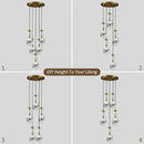 Gold 5 Light Cluster Pendant Lighting, Raindrop Chandeliers Brass Dining Room Lights Fixture, Teardrop Pendant Lights Kitchen Island, Hanging Lamp Ceiling for Entryway Foyer Staircase by CozyNest Decor