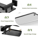 Alise Glass Shelves for Bathroom Wall, Tempered Glass Bathroom Shelf Wall Mounted, Modern Space Saving Floating Shelves 12 inch, Matte Black by CozyNest Decor